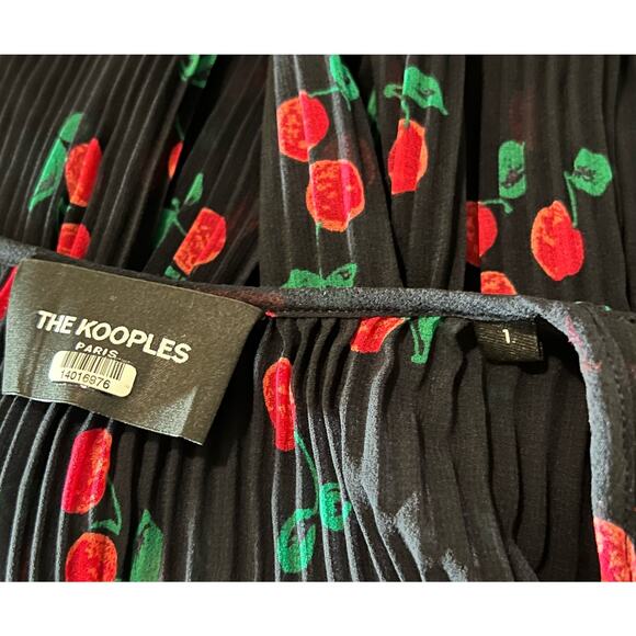 The Kooples Black Cherry Love  Pleated Sheer Top 1 S - Picture 7 of 7